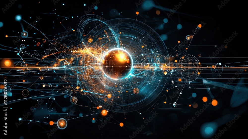 Poster exploring quantum energy grid innovations with trivitino particle highlights in high-energy physics 