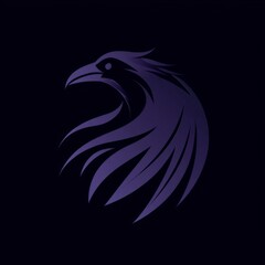 Fototapeta premium a sleek and modern minimalistic raven logo on black background