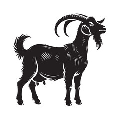 Goat Silhouette Vector Graphic, Elegant Goat Vector  Silhouette Design