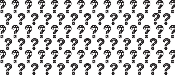 Black question mark on a white background. Question mark seamless pattern.