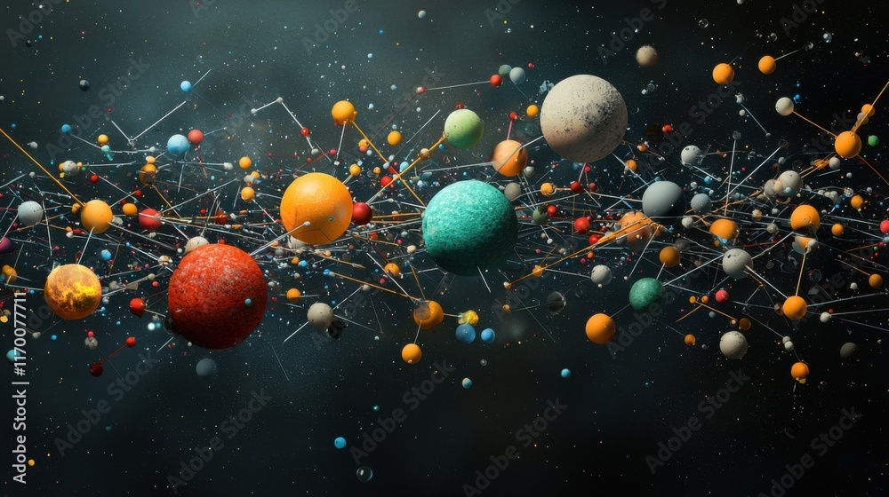 Leinwandbilder Visualizing trivitino particles in a colorful quantum matrix a scientific exploration of particle dynamics in an abstract environment