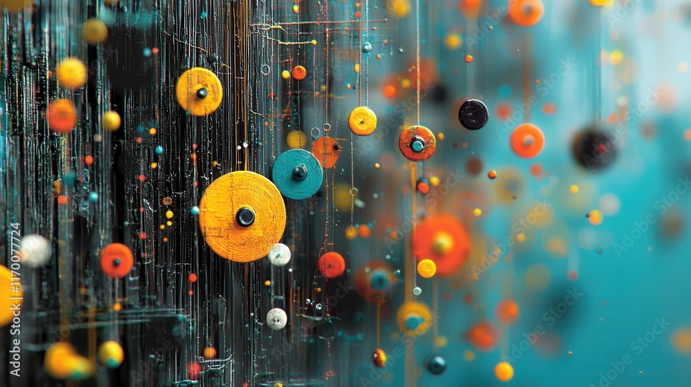Leinwandbilder Exploring trivitino particles in a colorful quantum matrix environment abstract visualization of quantum physics concepts