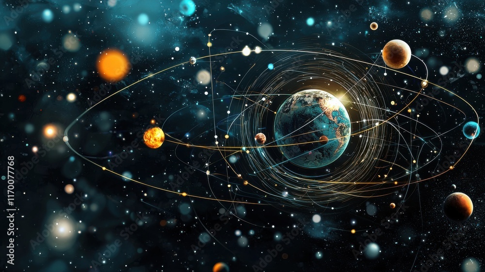Poster Trivitino particles emitting colorful light in a plasma standard laboratory a vibrant display of quantum physics