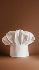 White chef hat on brown background.