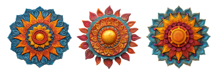 Colorful Decorative Mandala Designs on Transparent Background