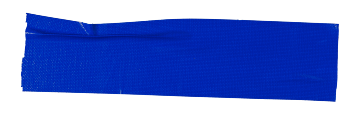 Blue adhesive sticky tapes cutout in transparent background.