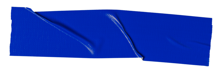 Blue adhesive sticky tapes cutout in transparent background.