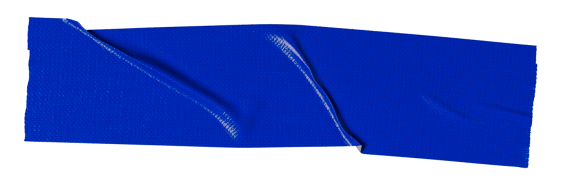 Blue adhesive sticky tapes cutout in transparent background.