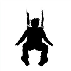 Fototapeta premium Dynamic Silhouette Illustration: Adventurous Skydiver Plunging Boldly. AI Generated