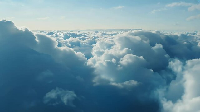 Fly endless cumulus clouds daylight skies seamless loop evoking freedom serenity high quality 4K animation