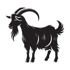 Rustic Goat Silhouette for Agricultural Themes, Goat Silhouette Vector Graphic Art