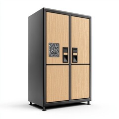 parcel locker system with QR code access, isolated on white background