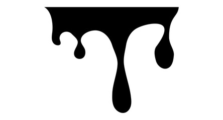 Drip paint 3D Ink stain. Drop melt liquid isolated on transparent background. Splash of chocolate, oil, blood. Black graffiti. Splatter syrup, candy sauce, caramel. Vector illustration