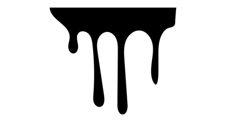 Drip paint 3D Ink stain. Drop melt liquid isolated on transparent background. Splash of chocolate, oil, blood. Black graffiti. Splatter syrup, candy sauce, caramel. Vector illustration