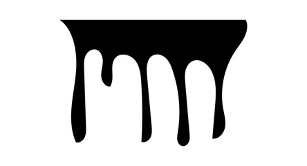 Drip paint 3D Ink stain. Drop melt liquid isolated on transparent background. Splash of chocolate, oil, blood. Black graffiti. Splatter syrup, candy sauce, caramel. Vector illustration