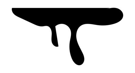 Drip paint 3D Ink stain. Drop melt liquid isolated on transparent background. Splash of chocolate, oil, blood. Black graffiti. Splatter syrup, candy sauce, caramel. Vector illustration