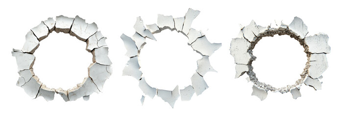 Isolated Broken Wall Pieces on Transparent Background for Design Use