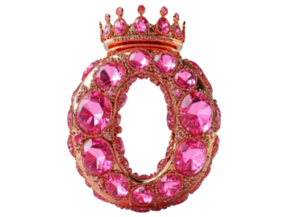 Luxurious Pink Gem Crown Ring Isolated on Transparent Background