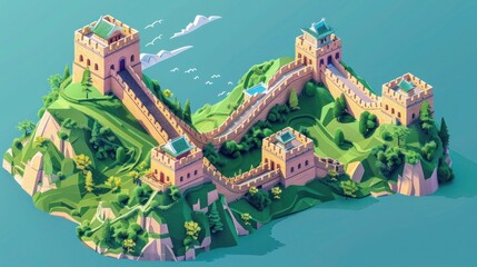 Obraz premium The Great Wall of China, vibrant colors 