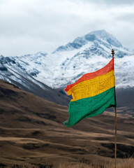 Sacred Tibetan prayer flags fluttering in the wind with snow capped mountains behind. Cultural and Spiritual Symbols mockup