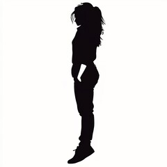 Stylish Woman Silhouette: Elegant Vector Art Illustration in Minimalist Style. AI Generated