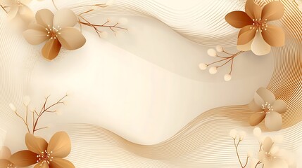 Elegant Beige Floral Design With Abstract Waves