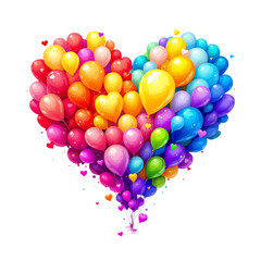 Pixel Art Balloons in Heart Shape