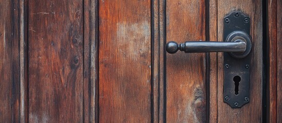 Fototapeta premium Elegant wooden door featuring modern door handles and sleek locks for enhanced security and sophisticated style in home design