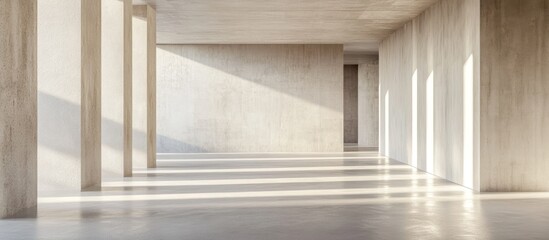 Obraz premium Minimalist empty room with natural light showcasing soft neutral tones perfect for contemporary living and design inspiration