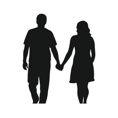 Silhouette of Lovers Couple Walking in Romantic Setting - Perfect for Love and Intimacy Themes