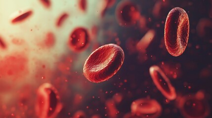 Microscopic view of red blood cells in motion illustrating blood test analysis and medical research concepts in healthcare and science