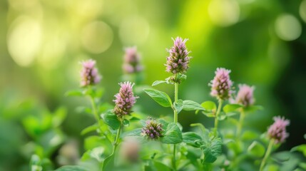 Medicinal herbs in selective focus showcasing nature's healing properties with soft bokeh background for health and wellness themes