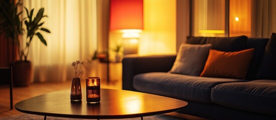 Stylish hotel apartment interior with warm lighting and elegant furnishings perfect for luxury vacations and modern getaways