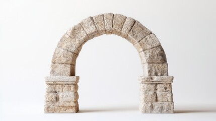 Miniature Roman Stone Arch Decoration Isolated on White Background for Architectural and Artistic Designs