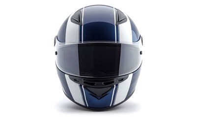 A sleek motorcycle helmet with a blue and white design, ideal for safety and style.