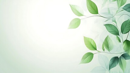 Delicate Green Leaves on Branch Soft Background