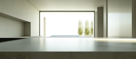Fototapeta premium Minimalist countertop in serene interior setting ideal for modern home decor and design inspiration showcasing simplicity and elegance