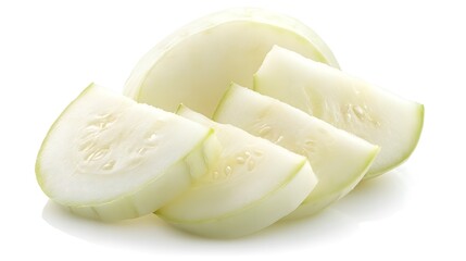 Sliced Celeriac Sliced Winter melon isolated on a white background