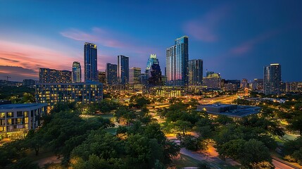 Obraz premium Austin Skyline at Dusk: A Captivating Texas Cityscape