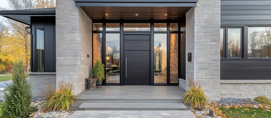 Sleek modern metal entrance door featuring elegant finishes perfect for contemporary architectural design and aesthetic appeal