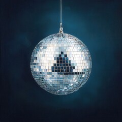 Obraz premium Shimmering Disco Ball Hangs Against Dark Background Displaying Light