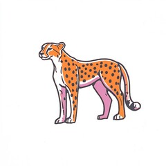 Graceful Cheetah Illustration: A Vibrant, Detailed Line Art Portrait. AI Generated