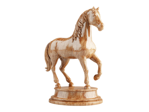 3D Trophy Horse Figure with Clay Texture on Transparent Background