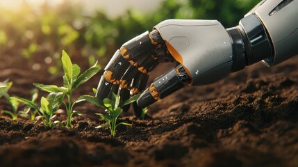Robotic Hand Tending to Young Green Plants in Agriculture Field