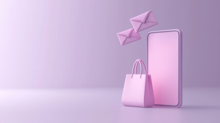 Ecommerce icon displayed on mobile screen digital shop concept