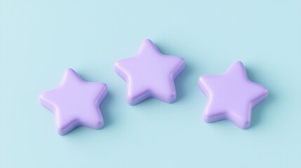 Obraz premium Pastel purple star icons on light blue background digital art