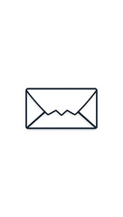 A flat envelope icon representing email or messaging, sharp edges, modern, and simple on a white background.