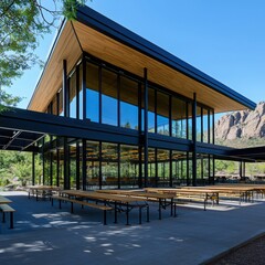 Obraz premium Collaborative learning space in scenic national park hiking trails educational programs natural beauty outdoor environment vibrant viewpoint