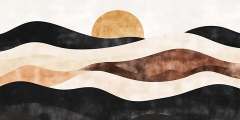 Obraz premium Sunset Hills Abstract Watercolor Wall Art Print.