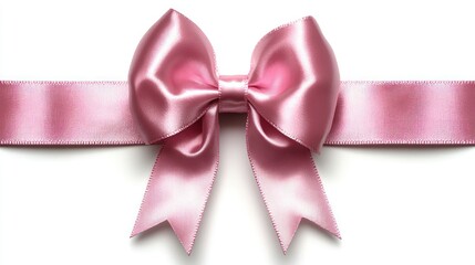 Pink satin bow with ribbon, perfect for gifts and decorations.